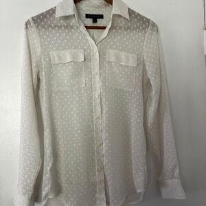Banana Republic Sheer Ivory Button Down